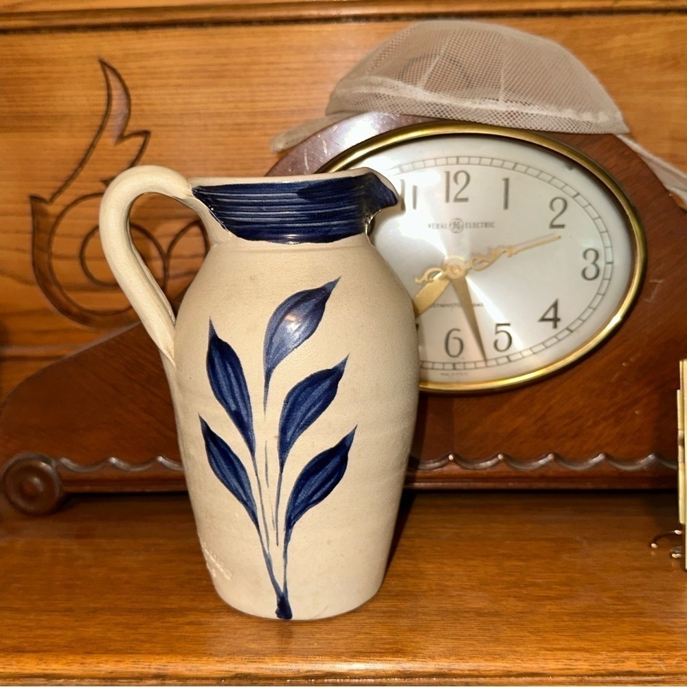 Stamped Williamsburg Pottery Reproduction C 1750 Hand -Carved Cobalt Salt Glaze